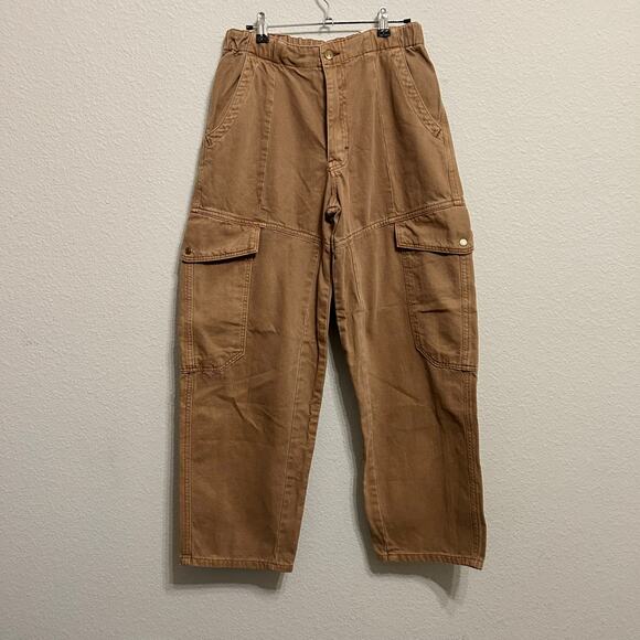 NEW Free People All Star Pull-On Jeans Brown Size Small Y2k Cargo Baggy Barrel - Picture 8 of 11